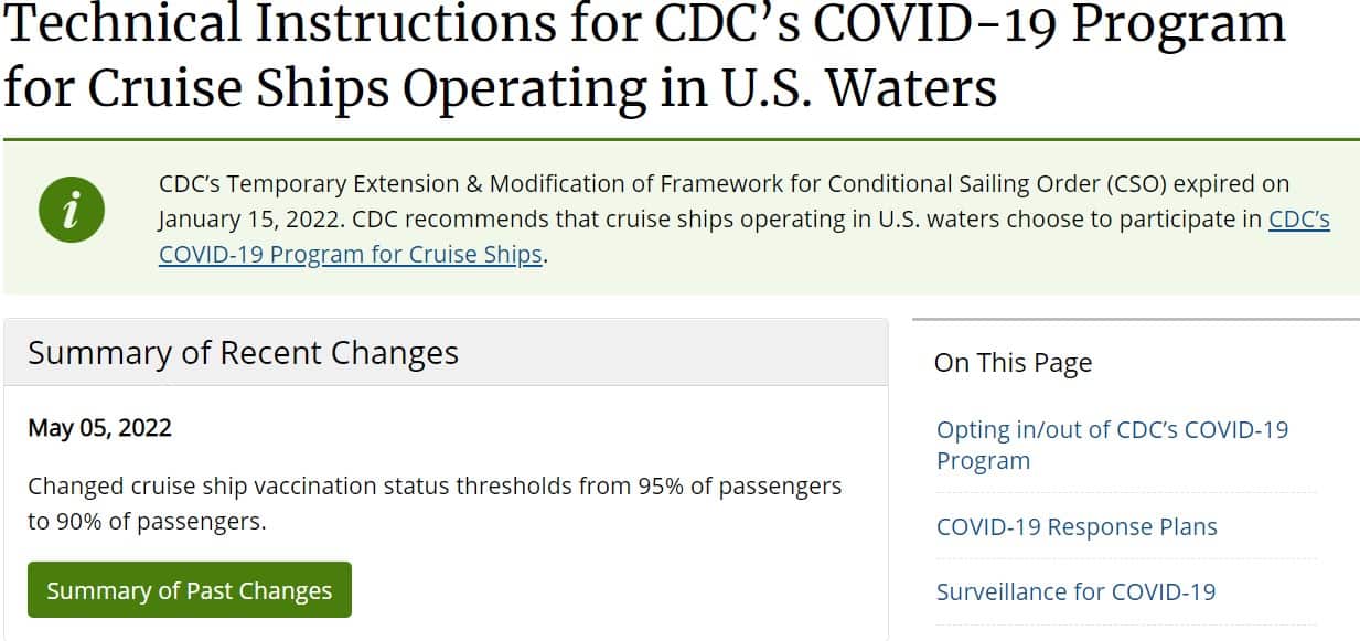 CDC Changes Threshold for ‘Highly Vaccinated’ Sailings