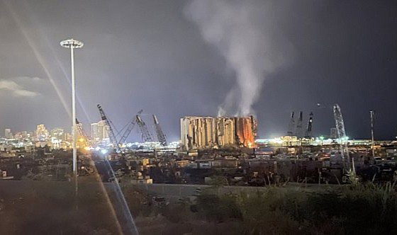 Silo, symbol of the great Beirut port explosion, is at risk of being destroyed due to fire Silo, symbol of the great Beirut port explosion, is at risk of being destroyed due to fire