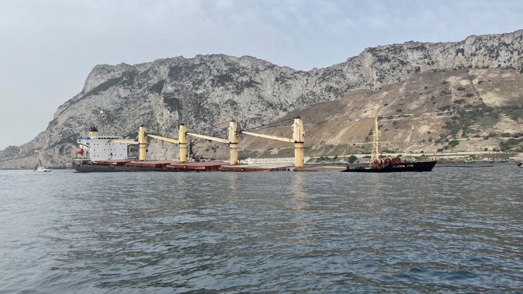 Gibraltar spillage fearsafter bulk carrier and cargo ship collide