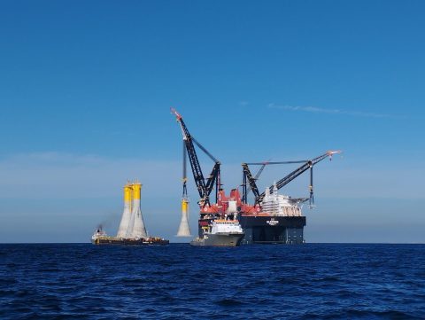 Heerema’s Sleipnir starts GBS installation for Fécamp OWF