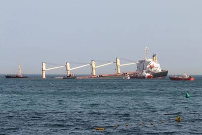 Bulker Breaking Up and Leaking Oil After Collision off Gibraltar
