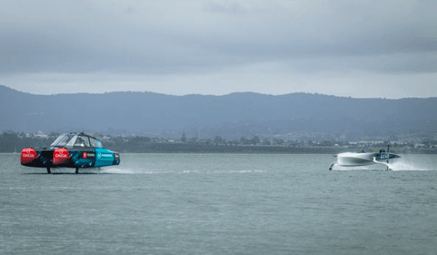 New AC40 tow tested behind ETNZ’s hydrogen chase boat