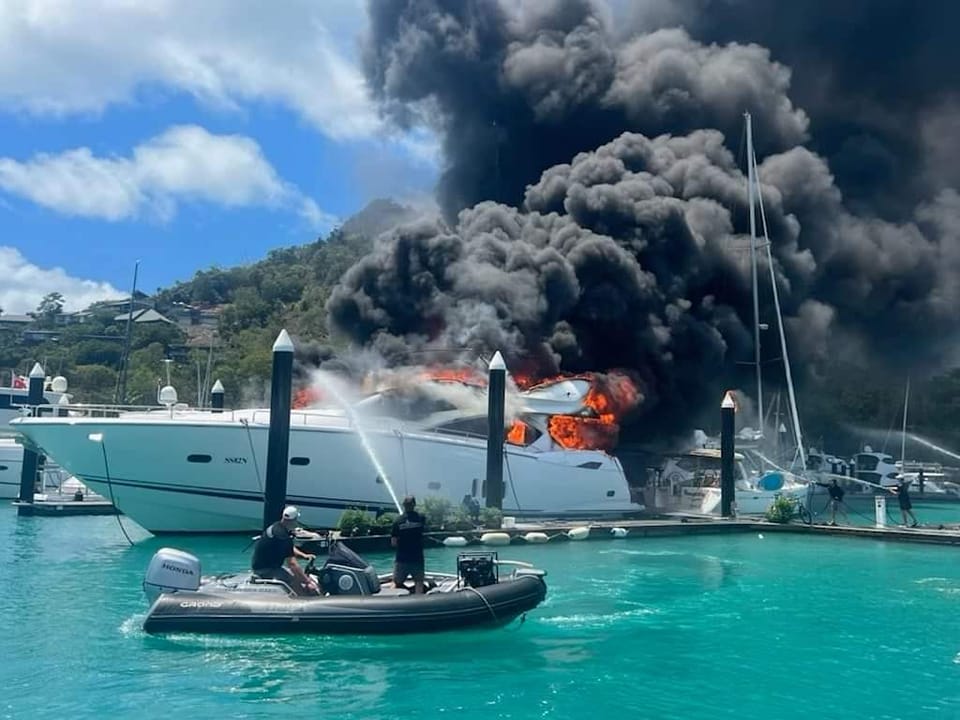 VIDEO: Luxury yacht bursts into flames in Queensland marina