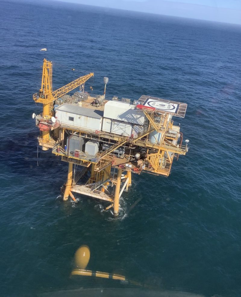 Debris from helicopter crash on an oil rig 10miles off Southwest Pass, Louisiana, Dec. 29, 2022.