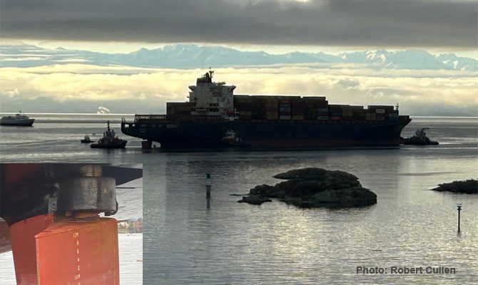 Container ship disabled, towed to Victoria, Canada Container ship disabled, towed to Victoria, Canada