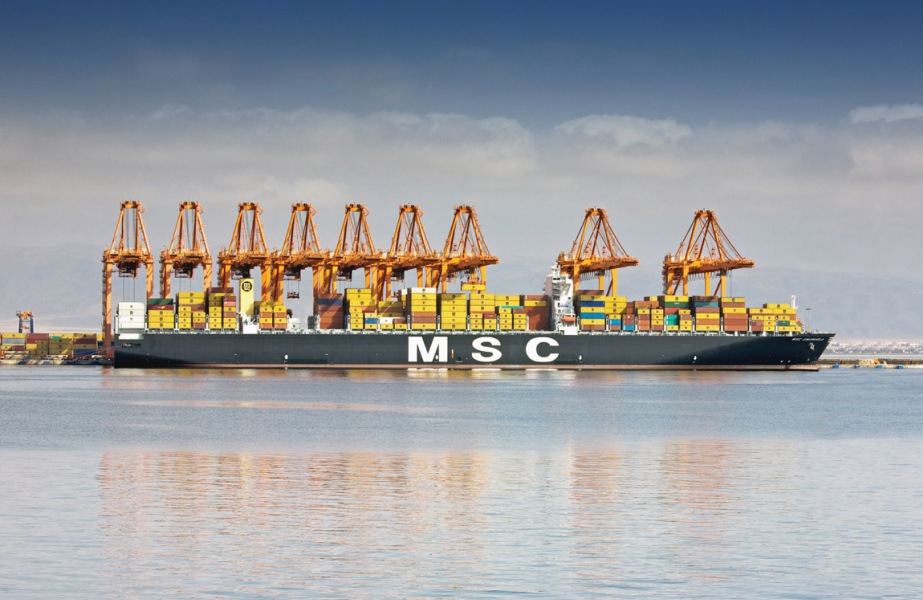 Ane Maersk lors de sa première escale à Jebel Ali à Dubaï