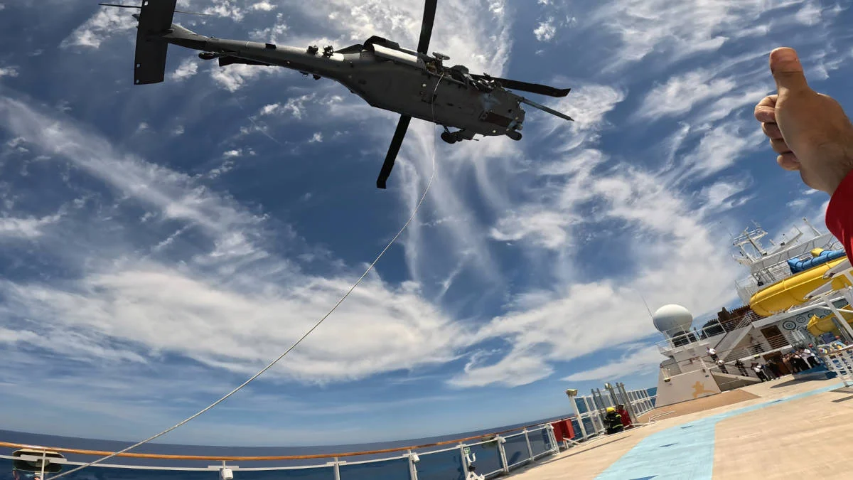 US Air Force Makes Long-Range Airlift From Carnival Cruise Ship
