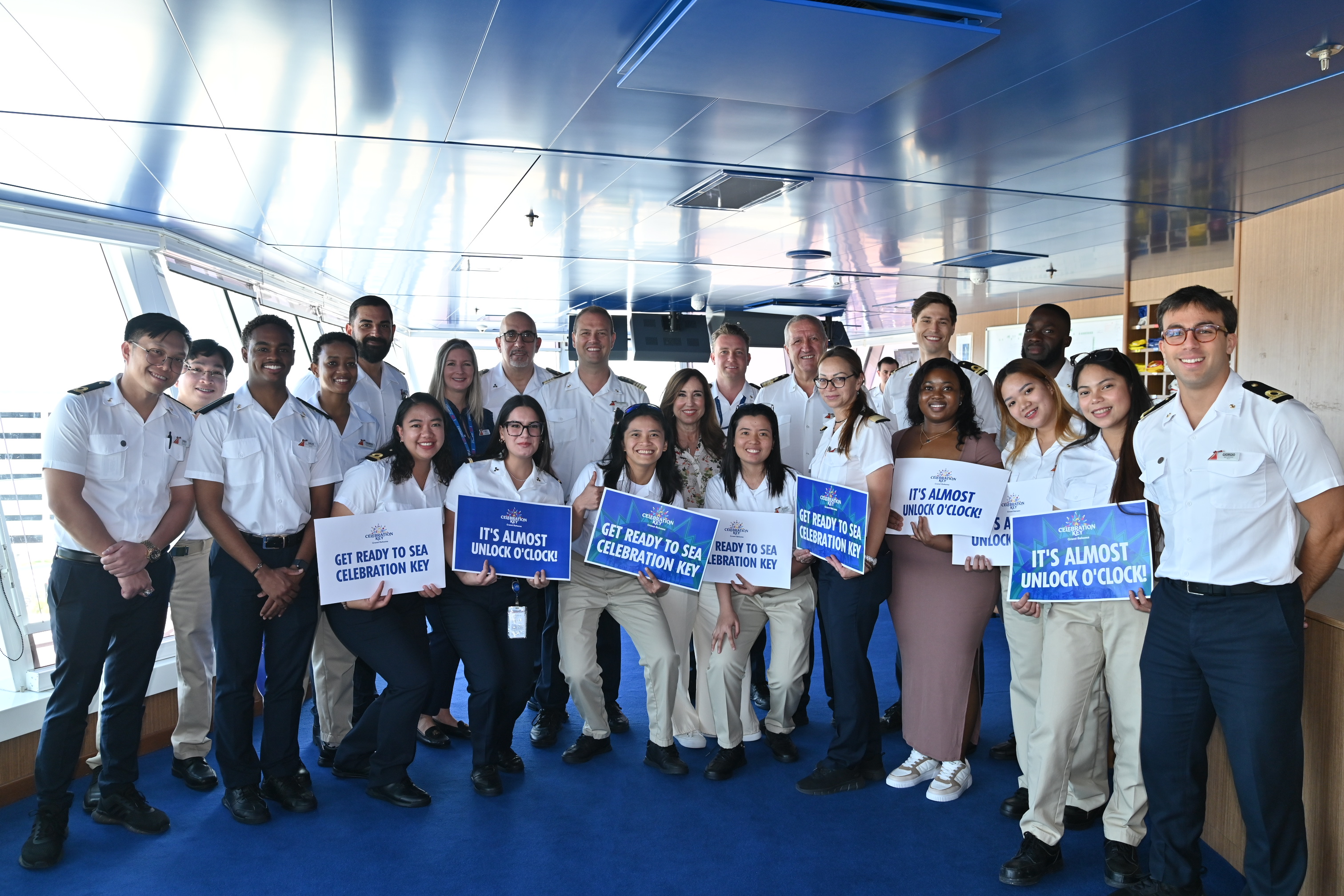 Carnival Vista team welcomes Christine Duffy for inaugural visit to Celebration Key
